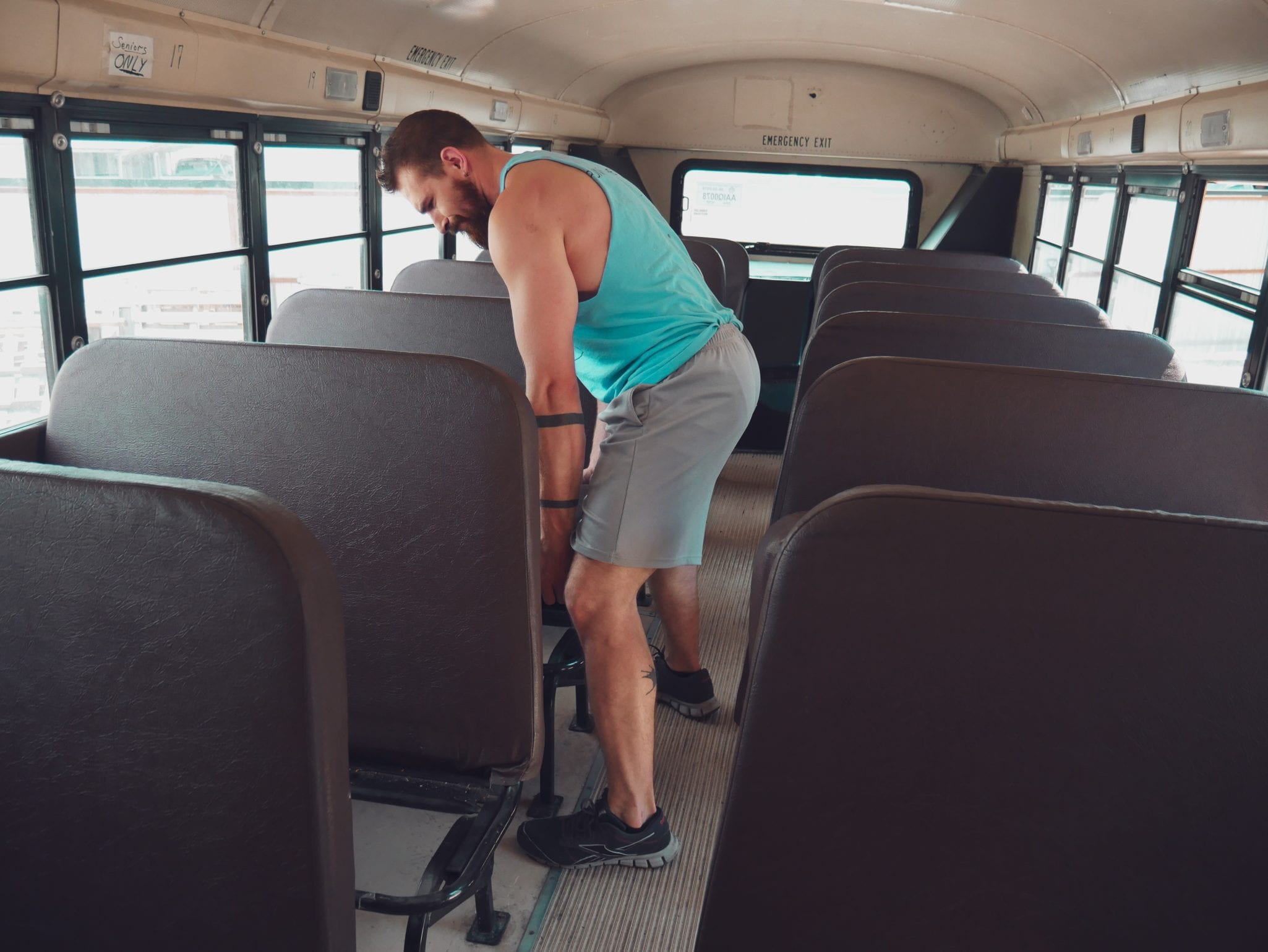 school bus seat back